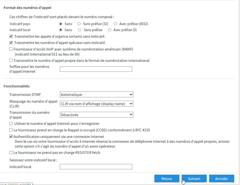 Comment configurer SIP trunk à l'interface de Fritz!box